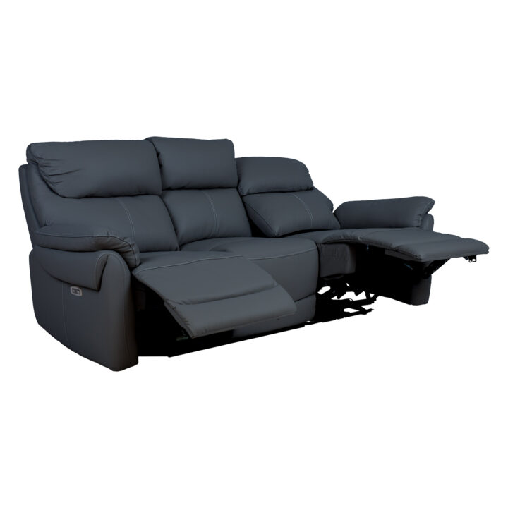 Diivan BOWEN 3-kohaline elektriline recliner 206x86xH102cm, tumehall naturaalne nahk Diivanid