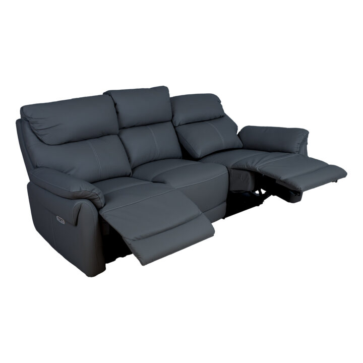 Diivan BOWEN 3-kohaline elektriline recliner 206x86xH102cm, tumehall naturaalne nahk Diivanid