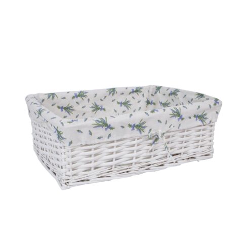 Korv MAX-3, 48x34xH16cm, valge punutis, lilleline kangas Esik ja Garderoob Korvid ja korvriiulid