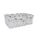 Korv MAX-3, 48x34xH16cm, valge punutis, lilleline kangas Esik ja Garderoob Korvid ja korvriiulid