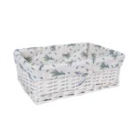 Korv MAX-4, 42x29xH14cm, valge punutis, lilleline kangas Esik ja Garderoob Korvid ja korvriiulid