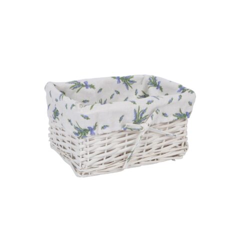 Korv MAX-5, 24x18xH12cm, valge punutis, lilleline kangas Esik ja Garderoob Korvid ja korvriiulid