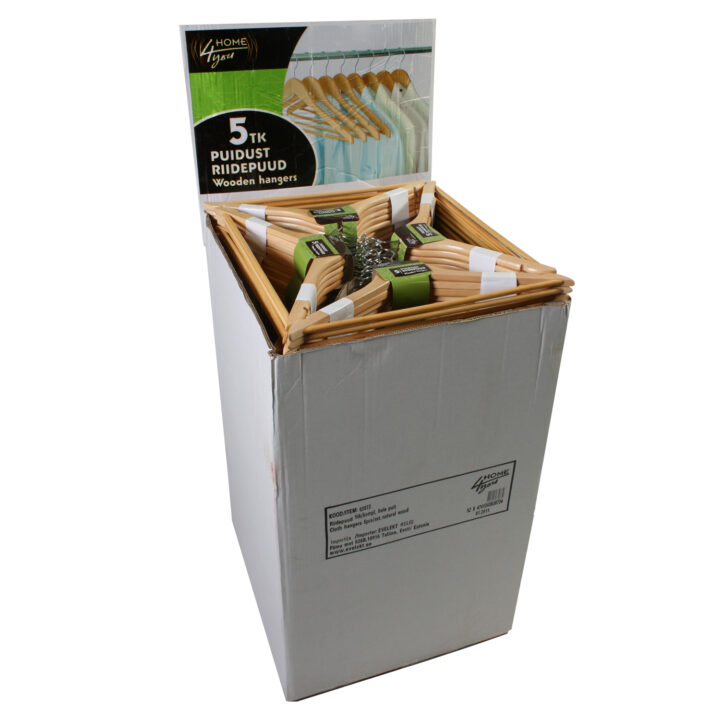 Riidepuud 5tk/komplektis, 45x22x1cm, puit, naturaalne Esik ja Garderoob Puidust riidepuud