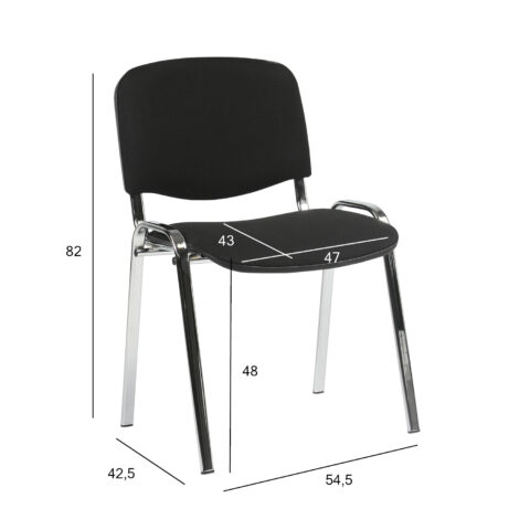 Klienditool ISO, 54,5×42,5xH82cm, iste: kangas, värvus: must, raam: kroomitud Klienditoolid ISO
