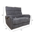 Diivan BOWERS 2-kohaline elektriline recliner 135x98xH109cm, sinakashall Diivanid Diivanid