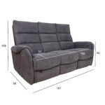 Diivan BOWERS 3-kohaline elektriline recliner 187x98xH109cm, sinakashall Diivanid Diivanid