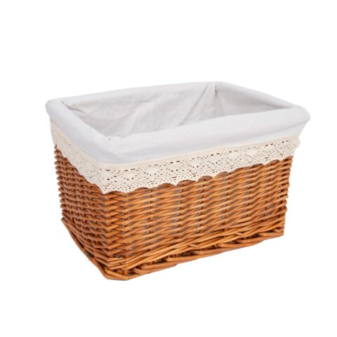Korv MAX-4, 35x25xH21cm, helepruun punutis, pitsiga kangas Esik ja Garderoob Korvid ja korvriiulid