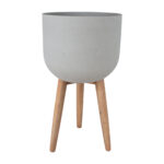 Lillepott SANDSTONE puidust jalgadega D40xH73,5cm, hall Betoon ja kivi Betoon ja kivi