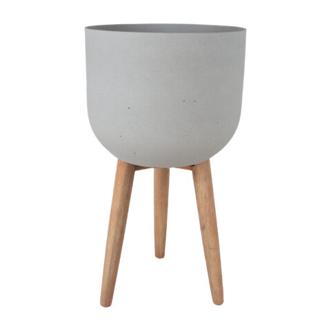 Lillepott SANDSTONE puidust jalgadega D40xH73,5cm, hall Betoon ja kivi Betoon ja kivi