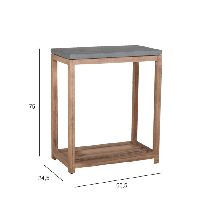 Riiul SANDSTONE 65,5×34,5xH75cm, hall fiibertsement, puidust raam Riiulid Betoon ja kivi G4y