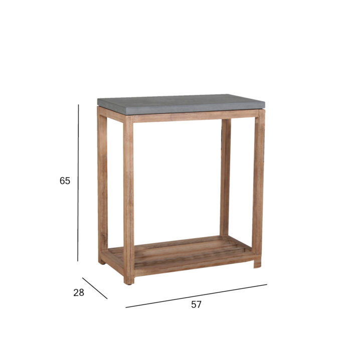 Riiul SANDSTONE 57x28xH65cm, hall fiibertsement, puidust raam Riiulid Betoon ja kivi G4y