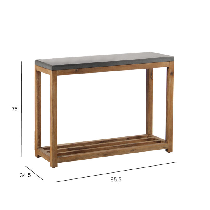 Riiul SANDSTONE 95,5×34,5xH75cm, hall fiibertsement, puidust raam Riiulid Betoon ja kivi G4y