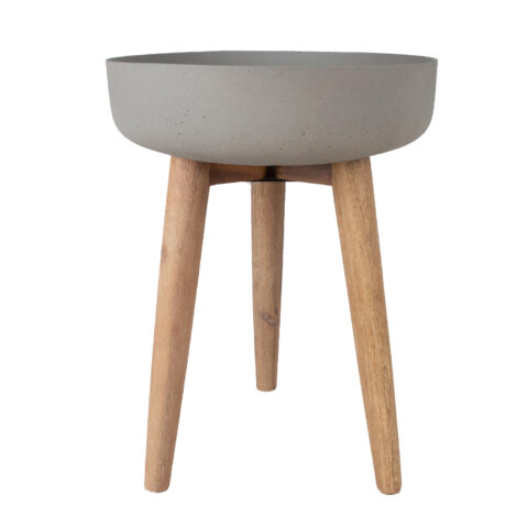 Lillepott SANDSTONE puidust jalgadega D39xH51cm, hall Betoon ja kivi Betoon ja kivi