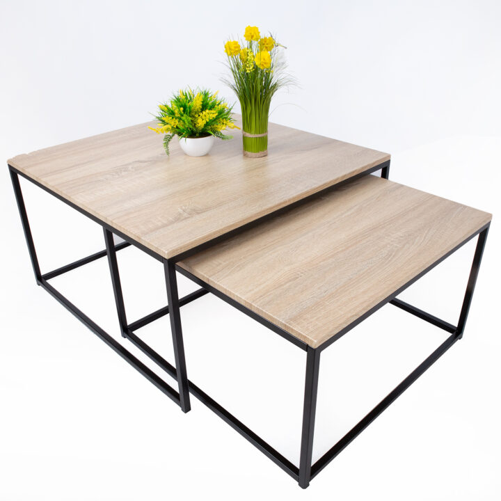 Diivanilaud ELT 75x75xH40cm, 65x65xH35cm, helepruun, laminaatplaat, terasjalad Diivanilauad ja abilauad Diivanilauad ja abilauad