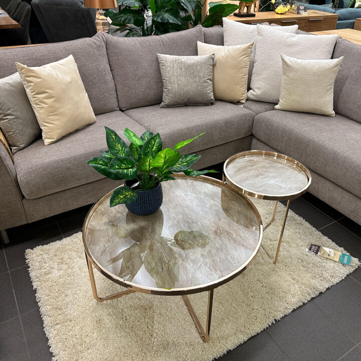 Abilaud ASTOR D45xH49cm, kuldne, klaas, terasjalad Diivanilauad ja abilauad Diivanilauad ja abilauad