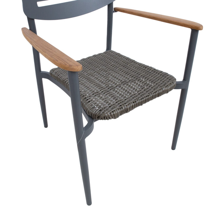 Tool WALES 56x60xH82cm tumehall, alumiiniumraam, plastikpunutis, tiikpuit Aiatoolid ja aiapingid Aiatoolid ja aiapingid
