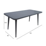 Laud WALES 160x80xH75,5cm, tumehall, alumiinium Aialauad Aialauad