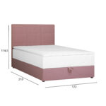 Kontinentaalvoodi LEVI 120x200cm, madratsiga, roosa, 123x210xH114,5cm Magamistuba H03-100 Voodid