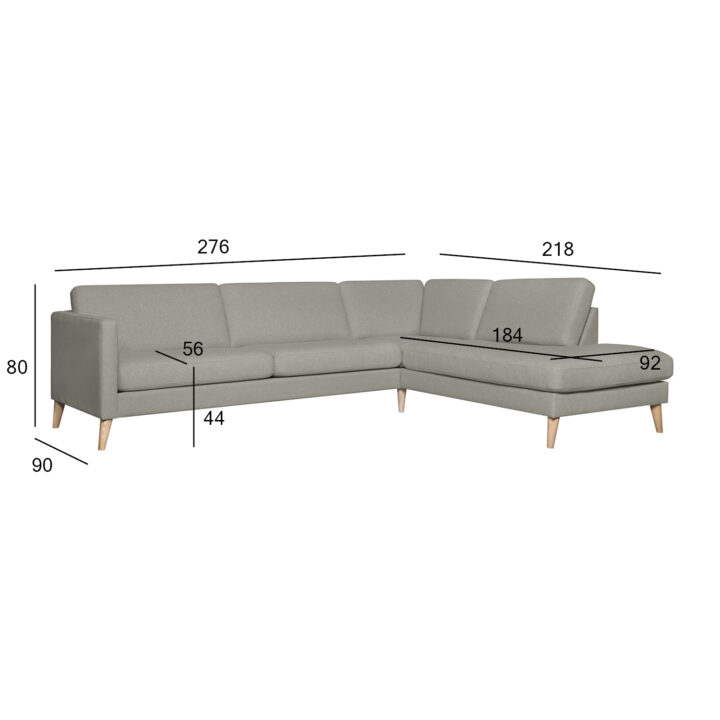 Nurgadiivan LINNEA PN helehall, 276×90/218xH80cm Diivanid Diivanid