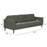 Diivan LANDO 3-kohaline, roheline, 207x89xH80cm Diivanid Diivanid