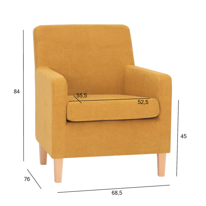 Tugitool LEENE kollane, 68,5x76xH84cm Elutoamööbel H01-500 Tugitoolid ja kiiktoolid