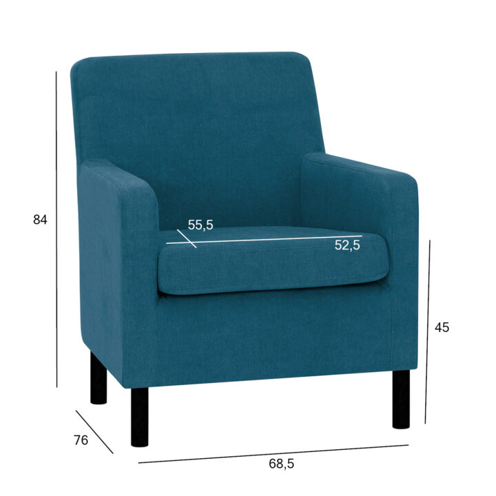 Tugitool LOONE sinine, 68,5x76xH82cm Elutoamööbel H01-500 Tugitoolid ja kiiktoolid