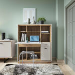 Kapp RIVERO 124x40xH143cm, kirjutuslauaga Elutoamööbel H02-400 Vitriinkapid