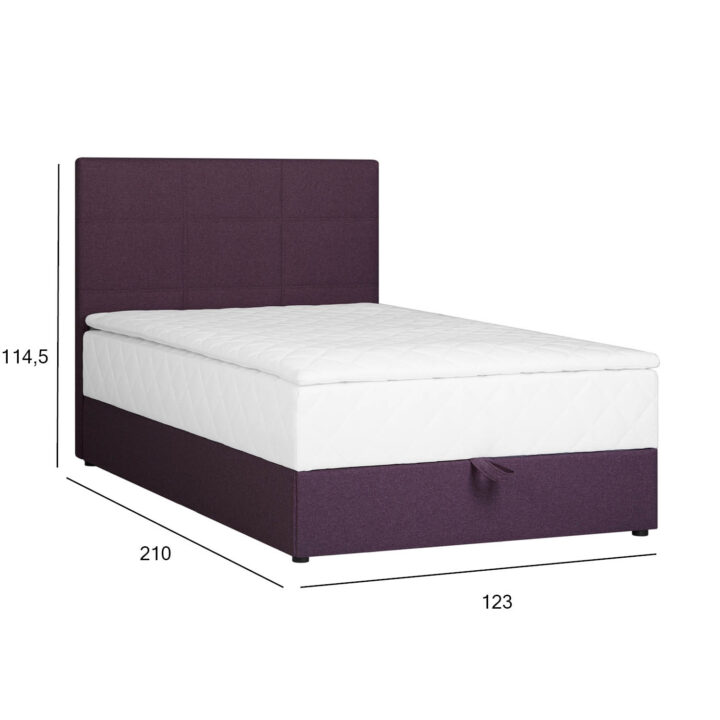 Kontinentaalvoodi LEVI 120x200cm, madratsiga, tumeroosa, 123x210xH114,5cm Magamistuba H03-100 Voodid