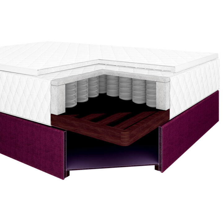 Kontinentaalvoodi LEVI 120x200cm, madratsiga, tumeroosa, 123x210xH114,5cm Magamistuba H03-100 Voodid