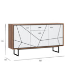 Kapp BROLO 167x40xH91cm, must/valge Elutoamööbel H02-400 Vitriinkapid, kummutid ja riiul
