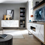 Kapp BROLO 167x40xH91cm, must/valge Elutoamööbel H02-400 Vitriinkapid, kummutid ja riiul
