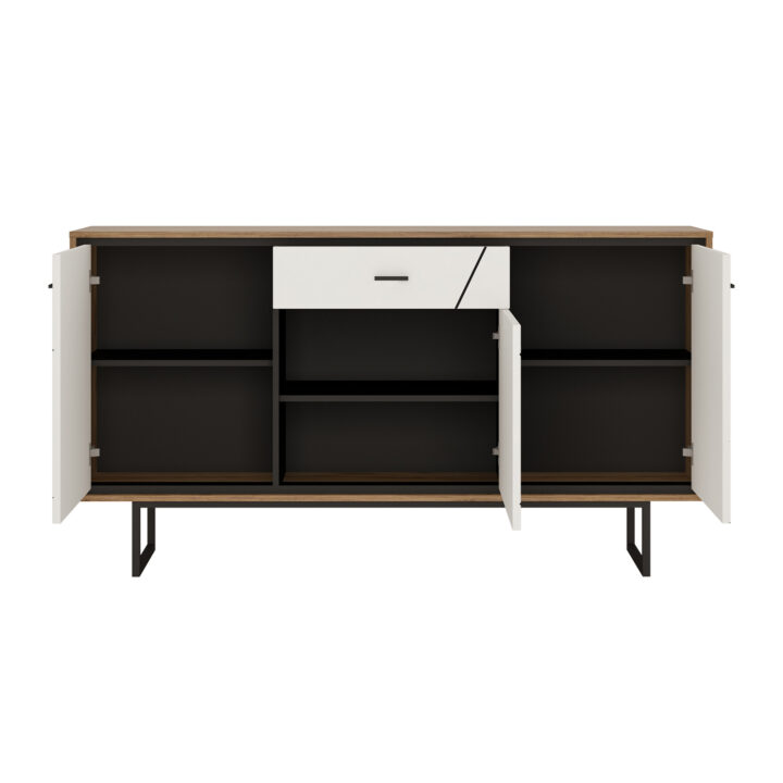Kapp BROLO 167x40xH91cm, must/valge Elutoamööbel H02-400 Vitriinkapid, kummutid ja riiul