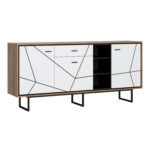 Kapp BROLO 198x40xH91cm, must/valge Elutoamööbel H02-400 Vitriinkapid, kummutid ja riiul
