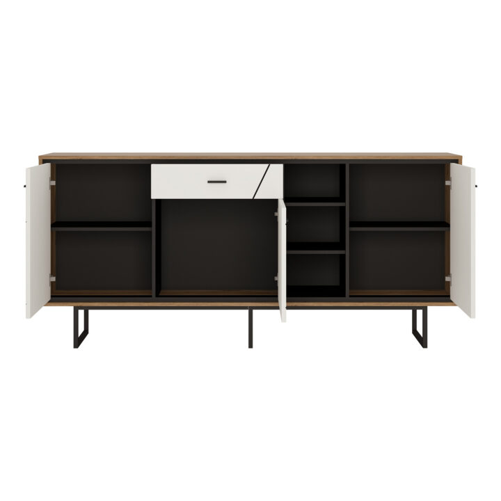 Kapp BROLO 198x40xH91cm, must/valge Elutoamööbel H02-400 Vitriinkapid, kummutid ja riiul
