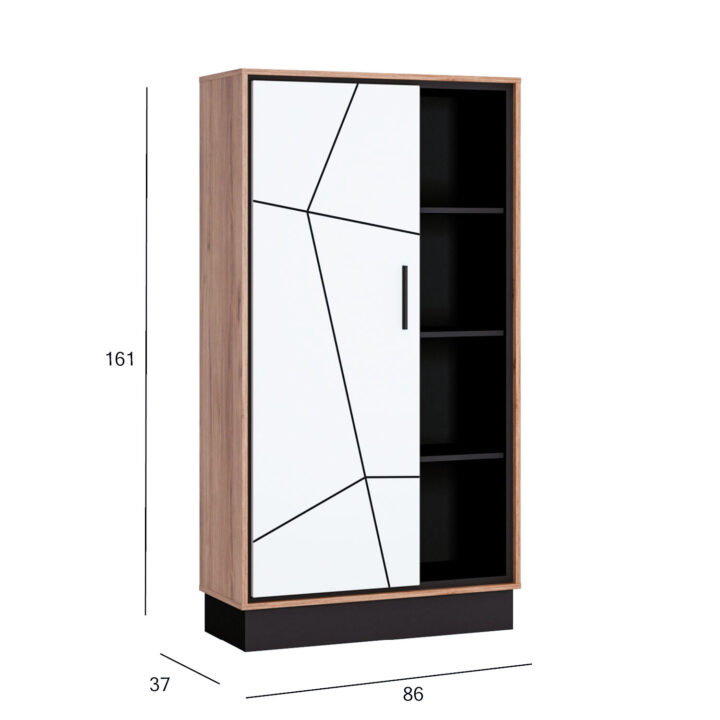 Riiul BROLO 86x37xH161cm, must/valge Elutoamööbel H02-400 Vitriinkapid, kummutid ja riiul