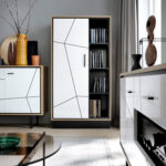 Riiul BROLO 86x37xH161cm, must/valge Elutoamööbel H02-400 Vitriinkapid, kummutid ja riiul