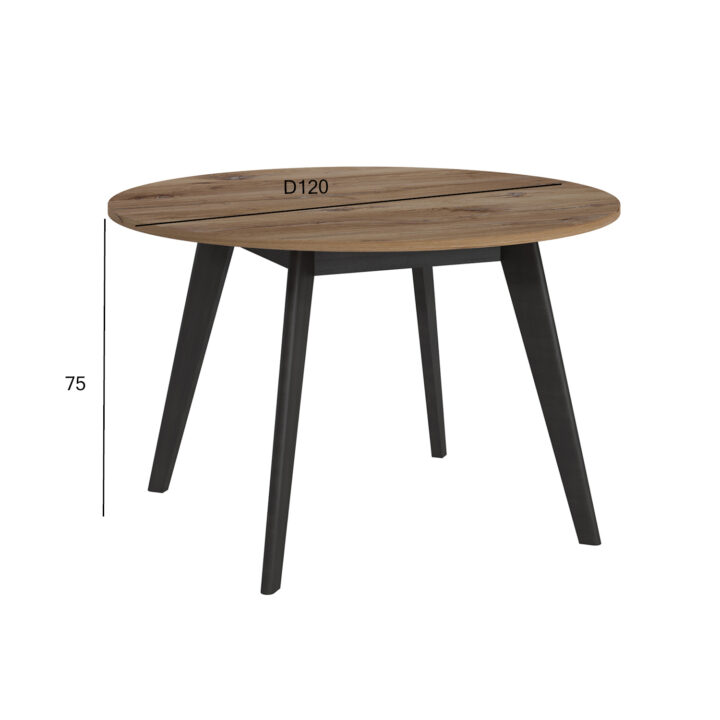 Söögilaud RIVERO D120xH75cm, tamm/must Söögilauad Söögilauad
