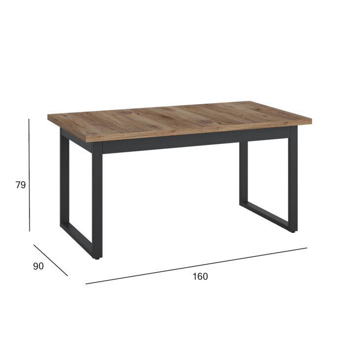Söögilaud RIVERO 160/240x90xH79cm, tamm/must Söögilauad H02-200 Söögilauad