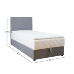 Kontinentaalvoodi LEVI 90x200cm, madratsiga, hall Magamistuba H03-100 Voodid
