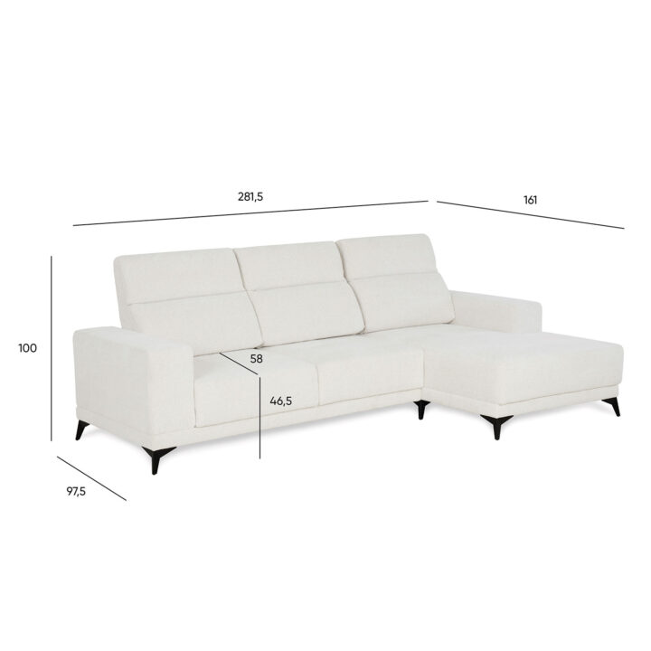 Nurgadiivan DARLA PN 281,5×97,5/161xH104cm, helebeež Elutoamööbel