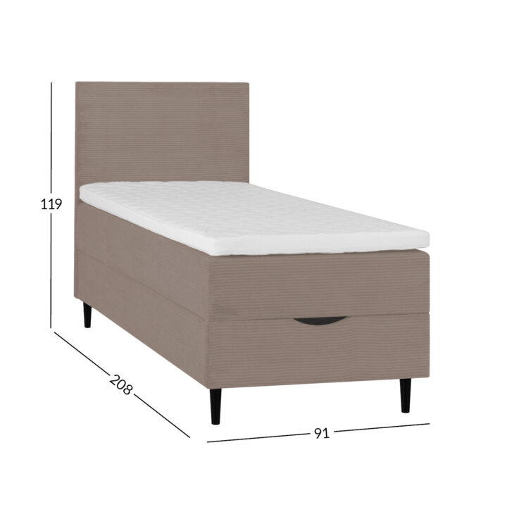 Kontinentaalvoodi LAARA 90x200cm, hall, 91x208xH119cm Kontinentaalvoodid