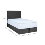 Kontinentaalvoodi LEVI 90x200cm, madratsiga, tumehall, 93x210xH114,5cm Kontinentaalvoodid