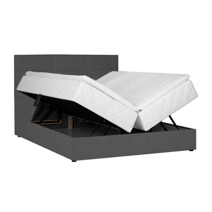 Kontinentaalvoodi LEVI 160x200cm, madratsiga, tumehall, 163x210xH114,5cm Kontinentaalvoodid