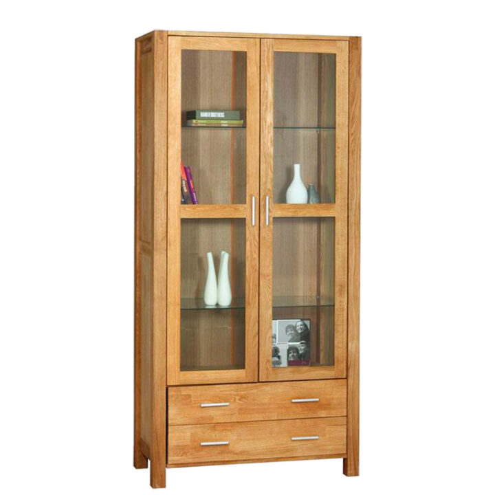Vitriinkapp CHICAGO NEW 2-klaasuksega ja 2-sahtliga, 91x40xH190cm, puit: tammespoon/MDF, värvus: naturaalne, õlitatud Elutoamööbel CHICAGO