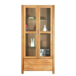 Vitriinkapp CHICAGO NEW 2-klaasuksega ja 2-sahtliga, 91x40xH190cm, puit: tammespoon/MDF, värvus: naturaalne, õlitatud Elutoamööbel CHICAGO