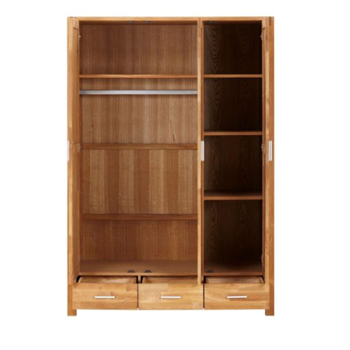 Riidekapp CHICAGO NEW 3-ukse ja 3-sahtliga, 130x57xH190cm, puit: tammespoon/MDF, värvus: naturaalne, viimistlus õlitatud Magamistuba CHICAGO