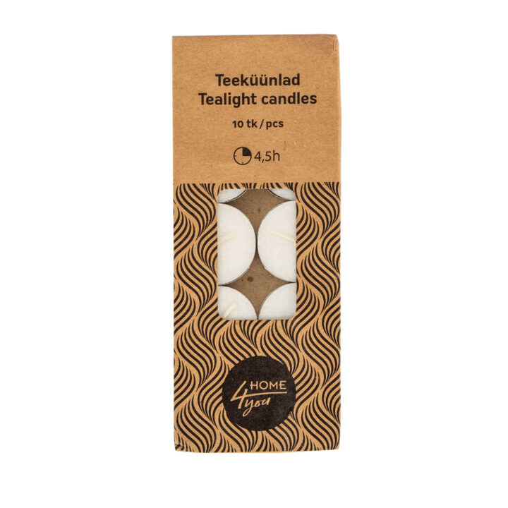Teeküünlad Home4you NEW, 10 tk/pakis, valged Küünlad Küünlad