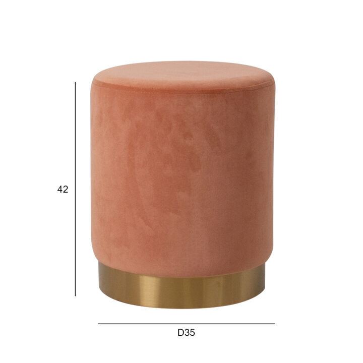 Tumba LA PERLA D35xH42cm, kattematerjal: samet kangas, värv: korall oranž Elutoamööbel H01-600 Tumbad, kanapeed ja kott-toolid