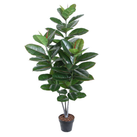 Kunstpuu RUBBER PLANT, H130cm, 3 tüvega, must pott Kunstlilled ja kunsttaimed Kunstlilled ja kunsttaimed
