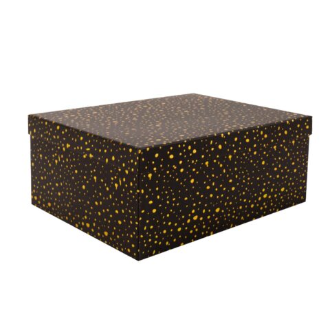 Pappkarp DIANA-1 kaanega 37,5x29xH16cm, must kuldsete täppidega Kinkekotid Kinkekotid